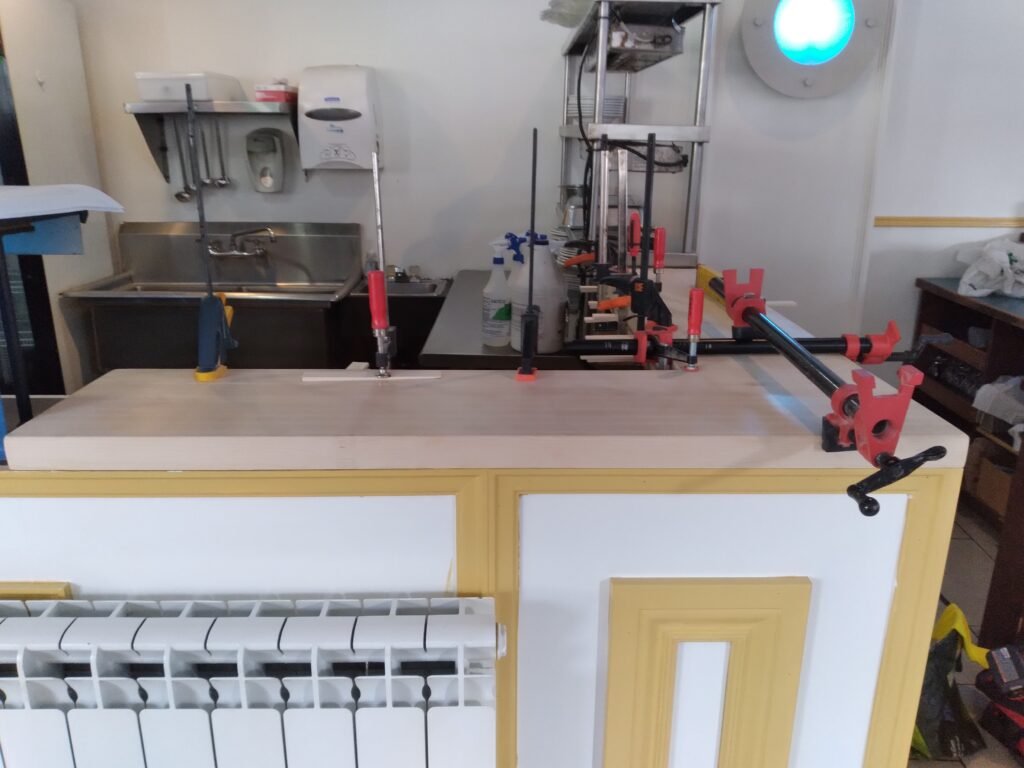 We custom made and installed an edge grain countertop for one of the downtown restaurants.